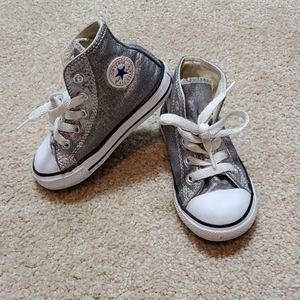 Silver high top Converse